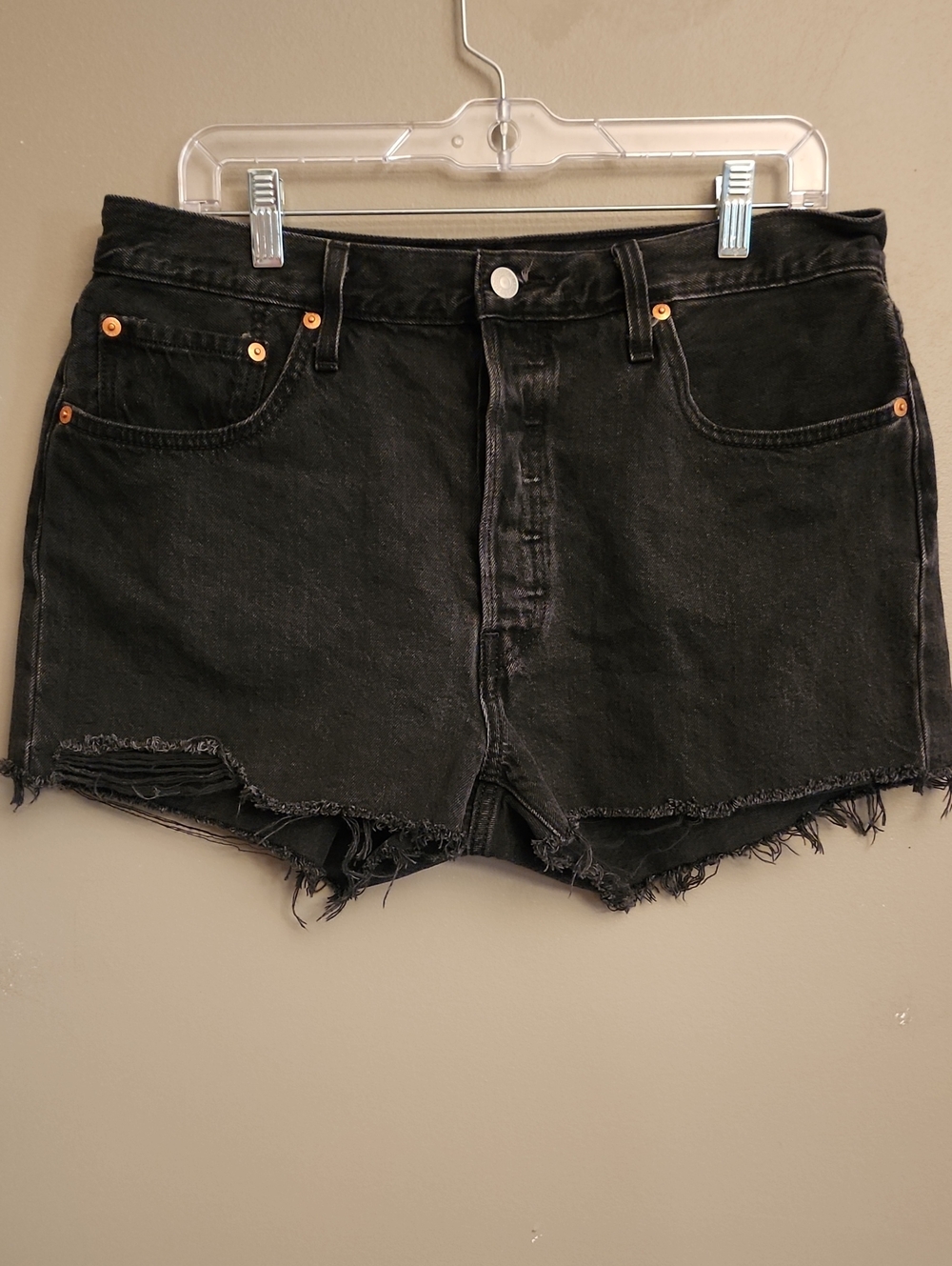 Levi's 501 Black Distressed Denim Cutoff Shorts